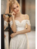 Sexy Ivory Glitter Lace High Slit Wedding Dress